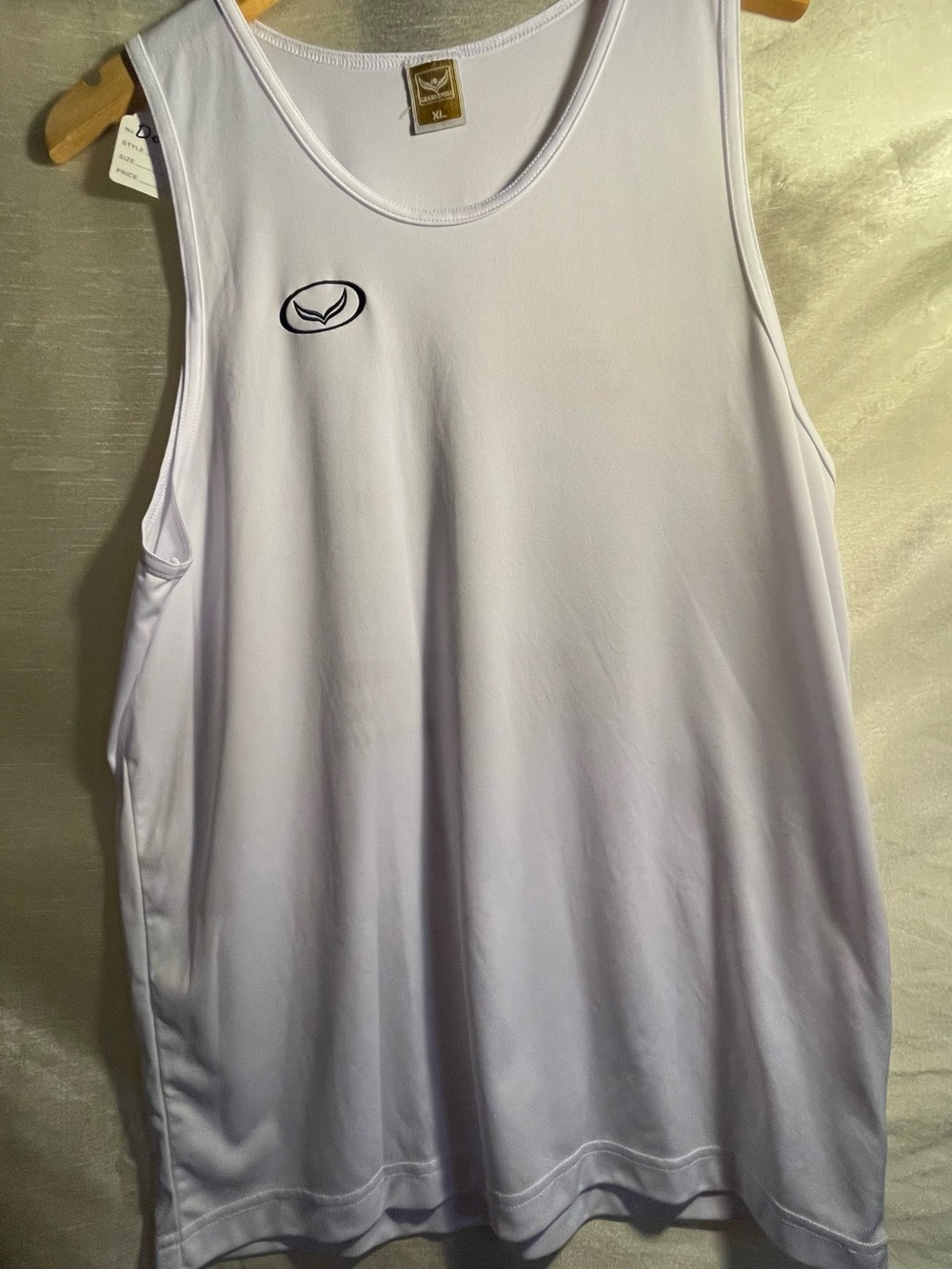 White Athletic Tank Top with Small Black Logo